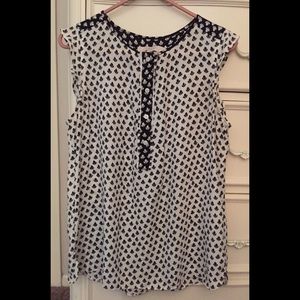 Loft black and white sleeveless blouse